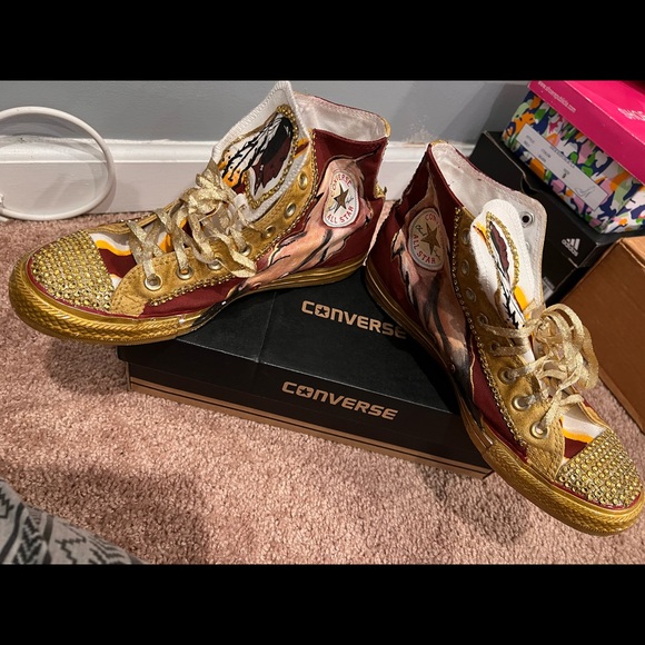 Handcrafted Redskin Football color Converse size 9.5W/7.5M - Picture 7 of 8